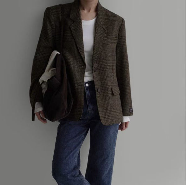 Moon Checker Wool Blazer