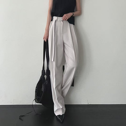 Premium Belt Wide Leg Pants