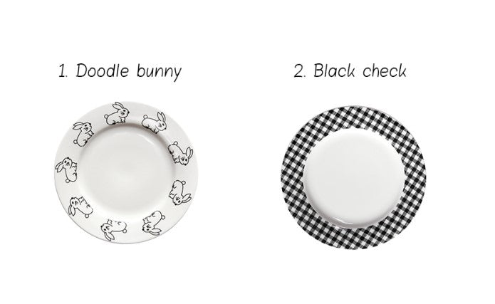 Check Bunny Plate Small / Doodle Bunny