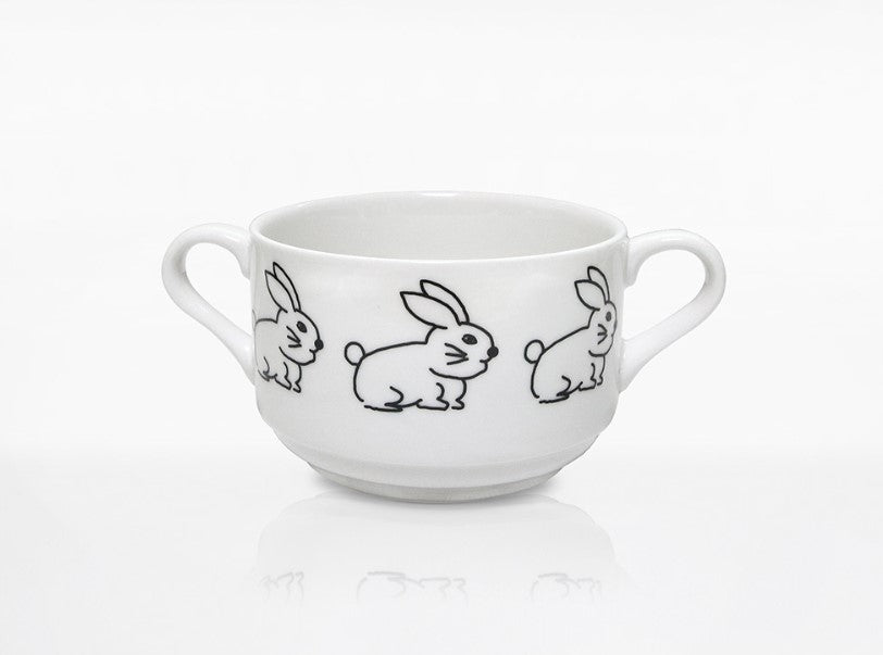 Check Bunny Soup Bowl / Doodle Bunny