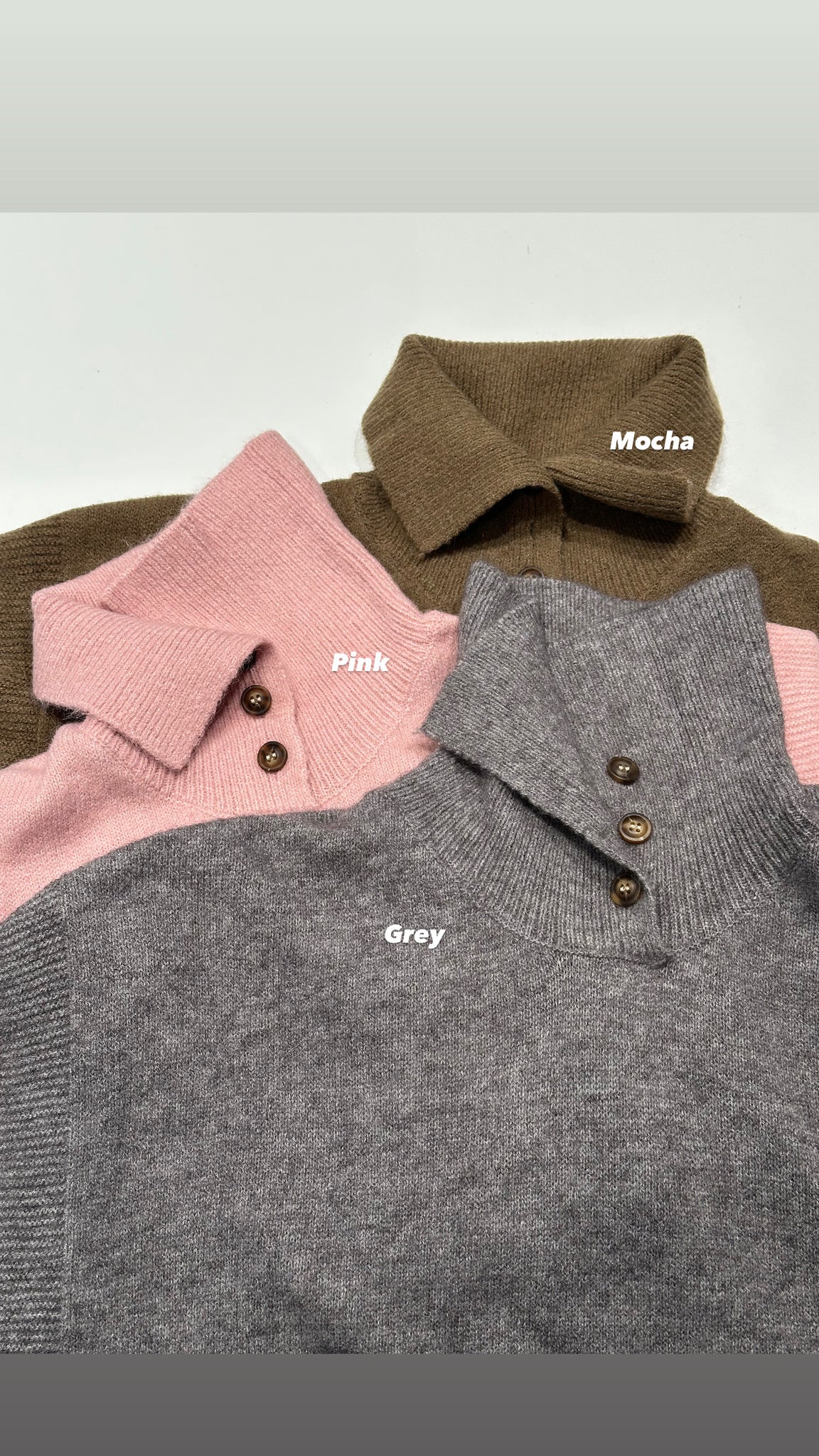 High Neck Button Knit Top