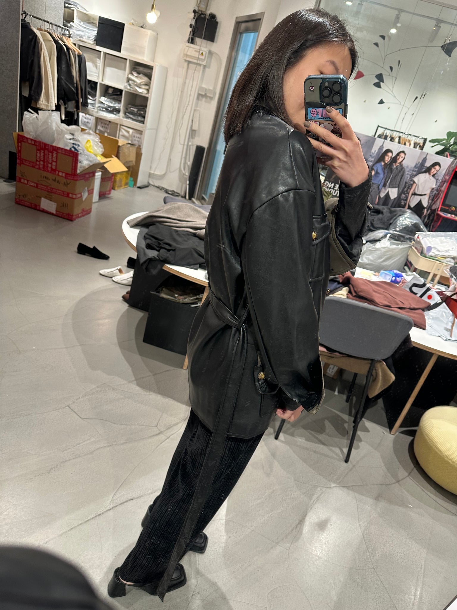 Two Layers Faux Leather Jacket