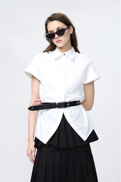 Stud V-Hemline Sleeveless Shirt
