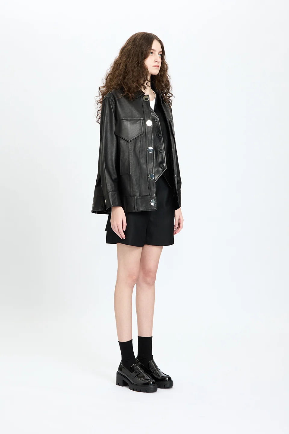 Oversize Crop Leather Jacket