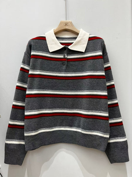 Polo Stripe Knit Top