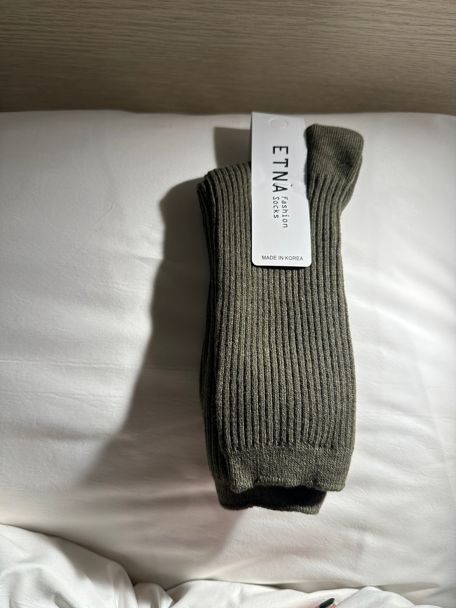 Ribbed Cotton Socks Olive