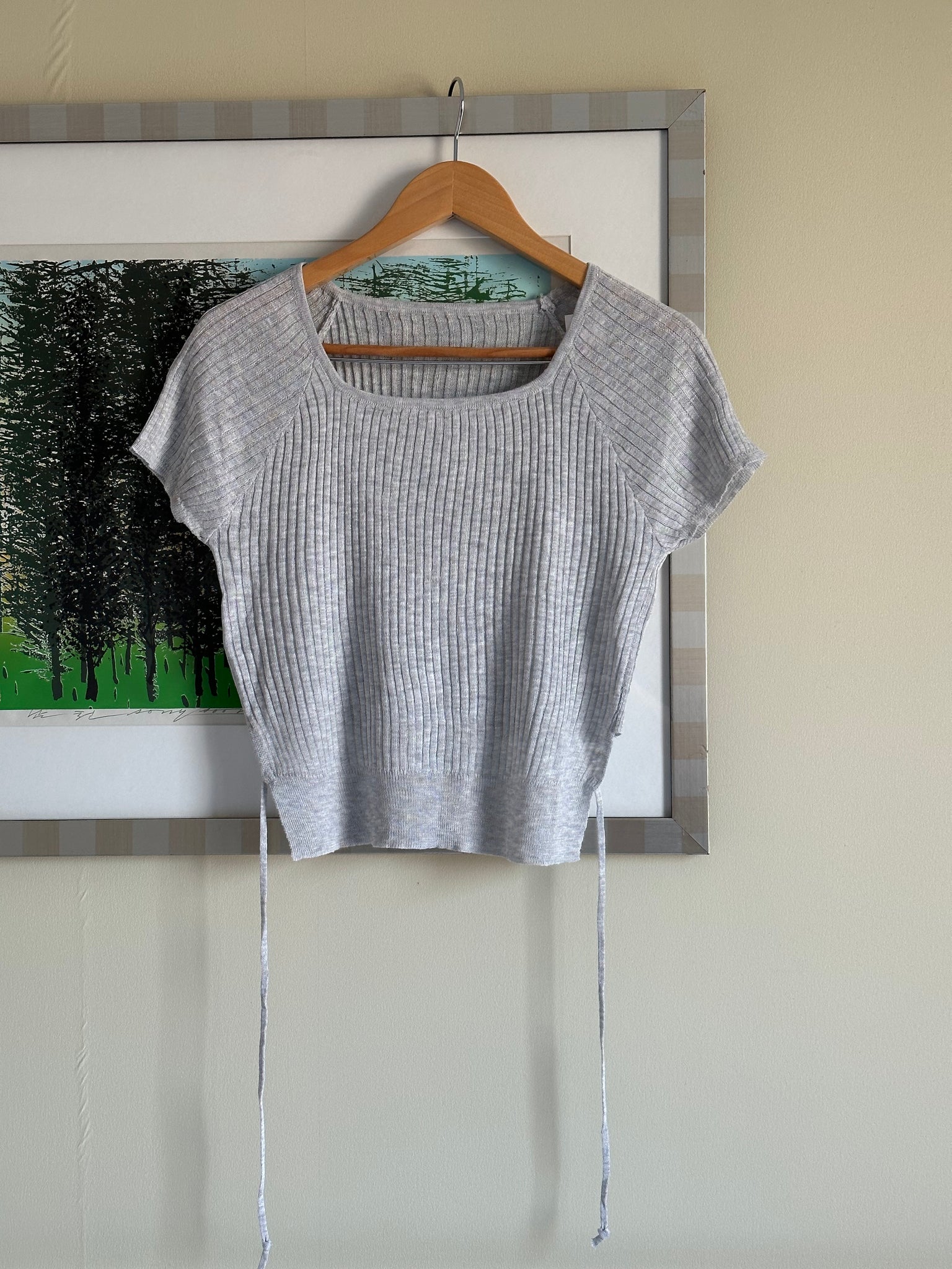 grey knit top