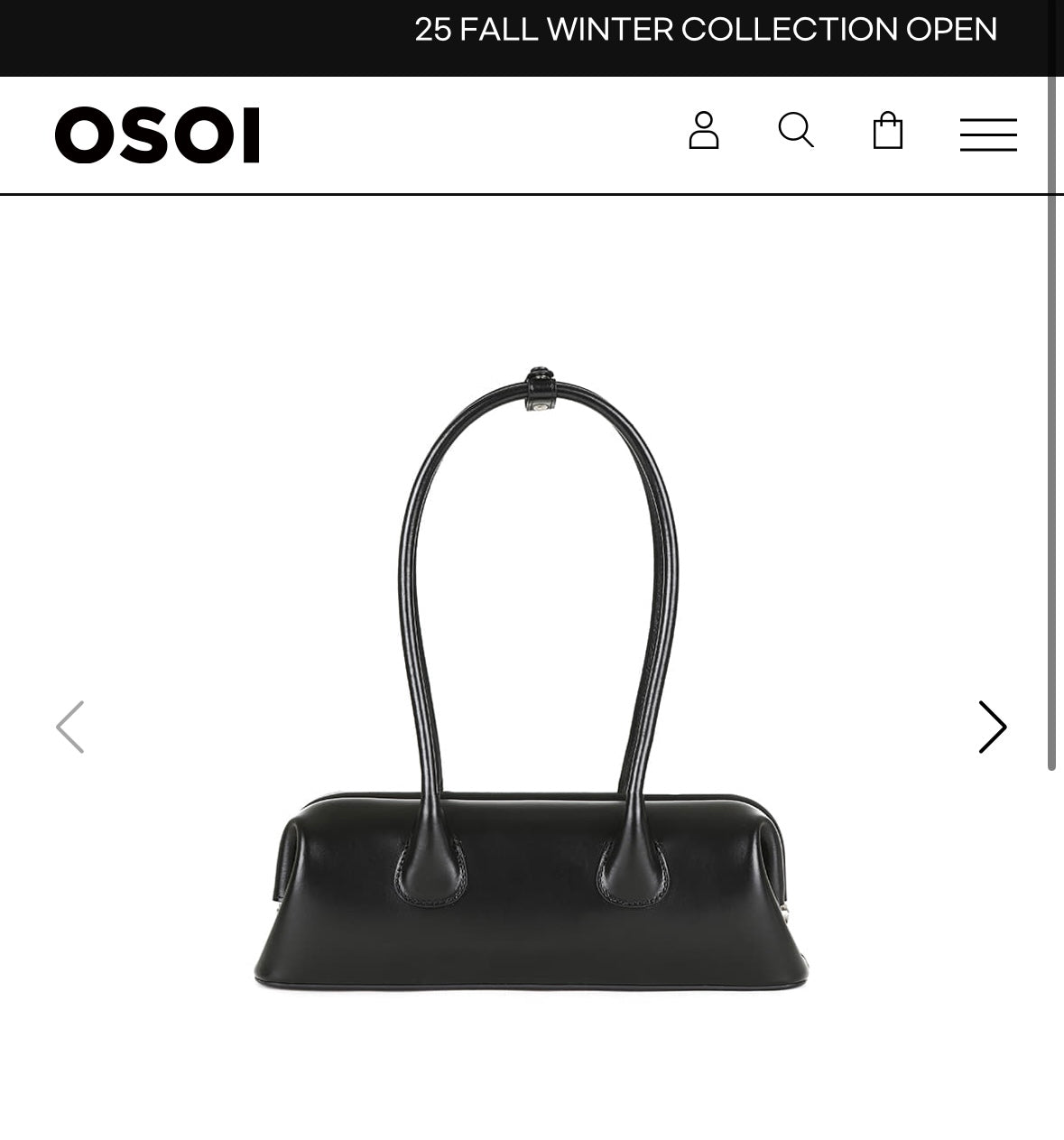 OSOI Baguette Bag Plain Black Mini Size