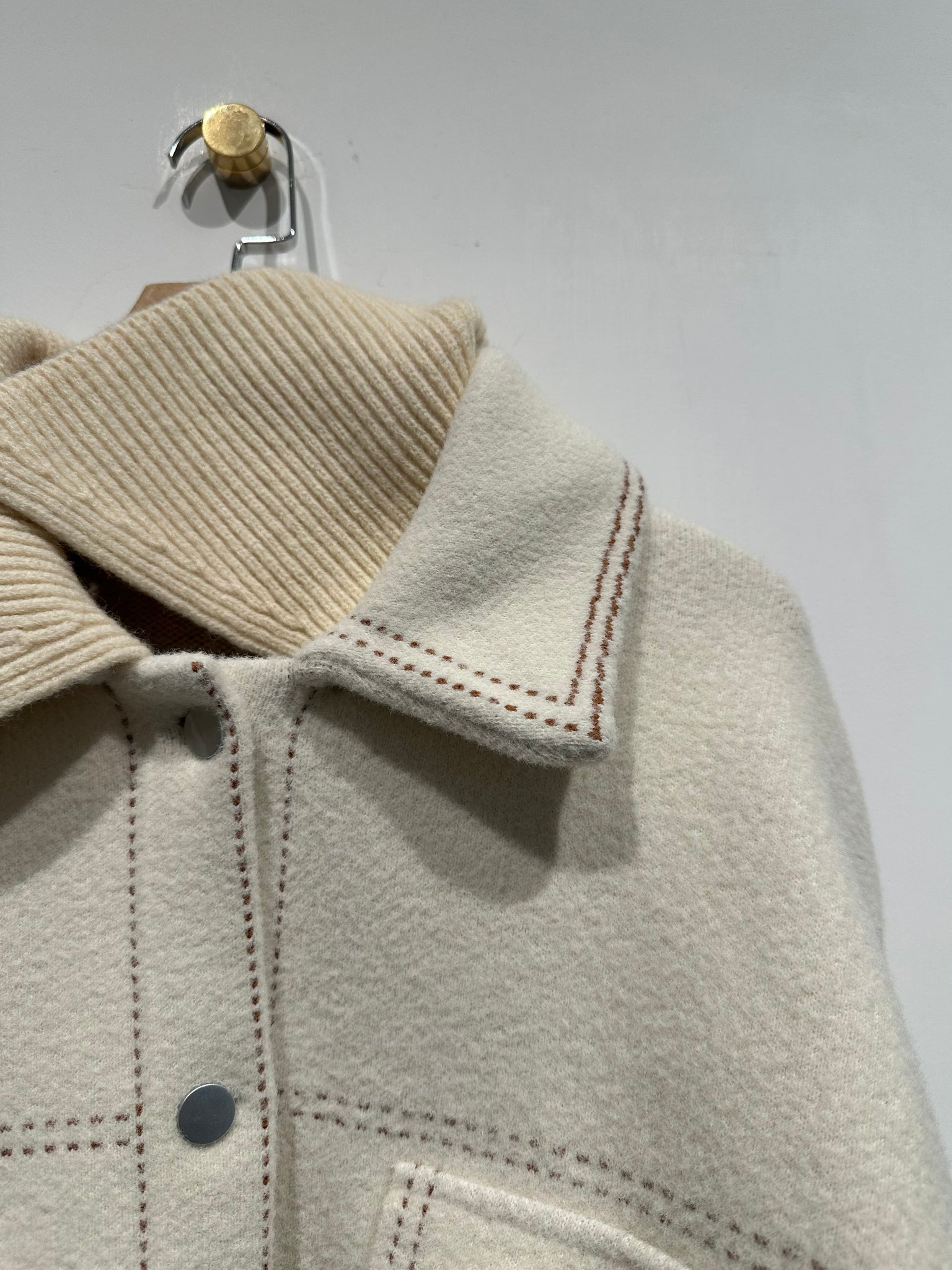 Removable Collar Stitched Cardigan