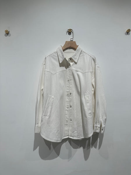 Snap Button Cotton White Shirt