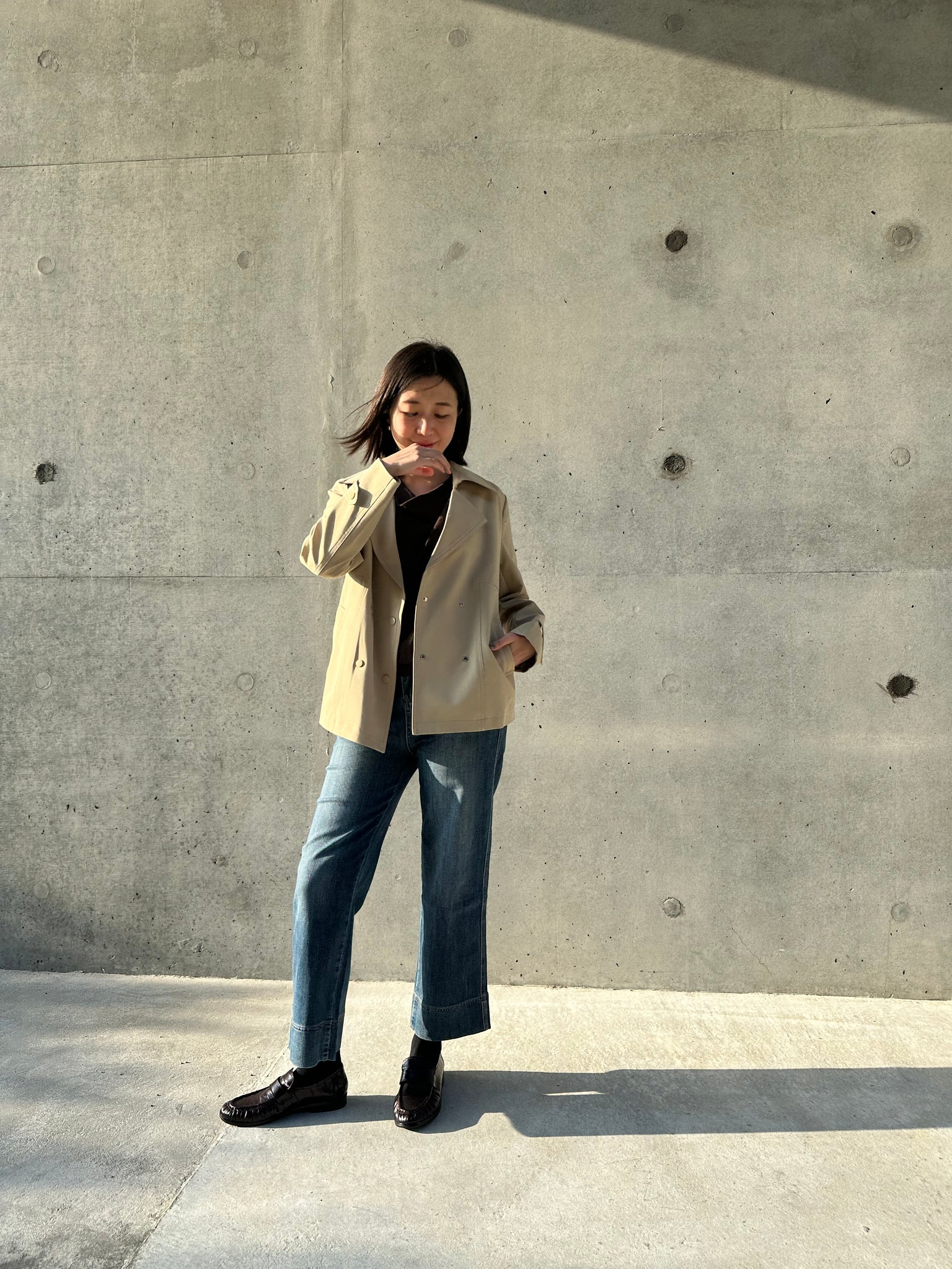 Double Breast Snap Boxy Light Trench (限時至抵價$398到今晚23:59, 之後超抵價$468)