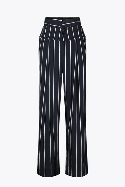 Elastic Wide-Leg Layers Trousers (Stripe)