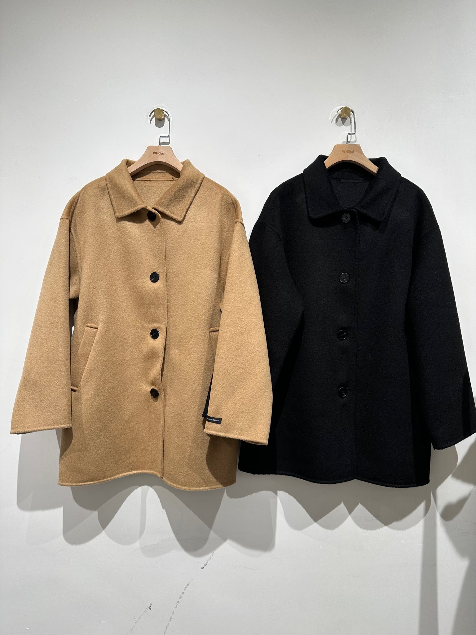 Handmade Button Collar Wool Coat