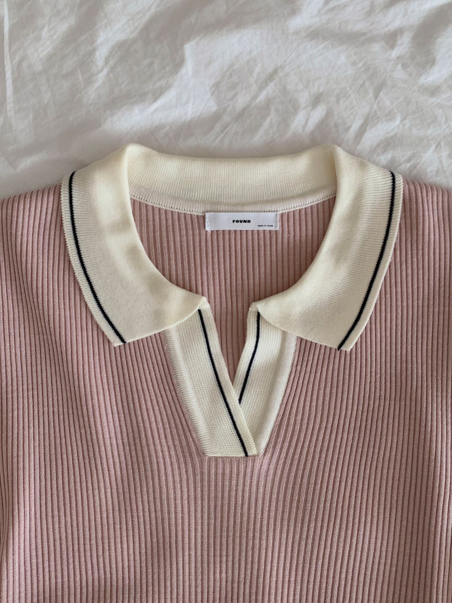 Spring Colour Open Collar Knit Top