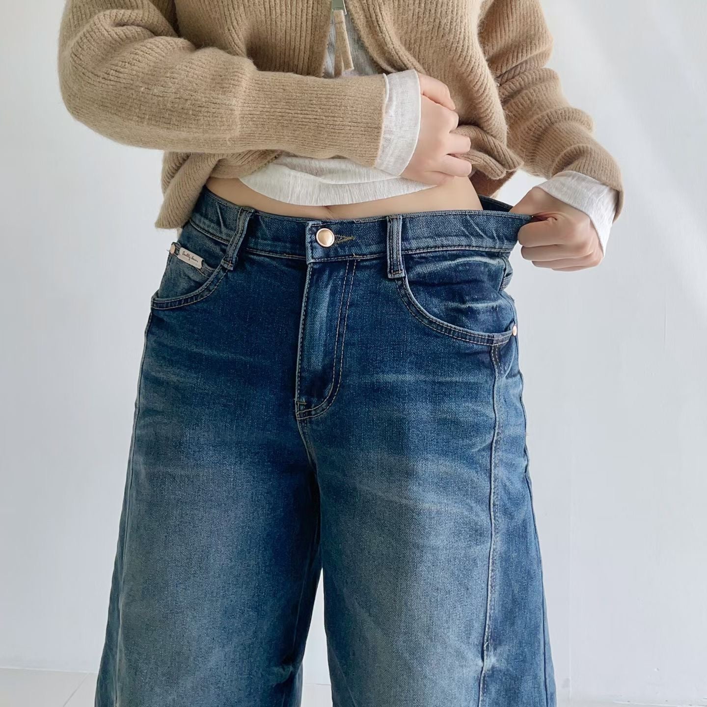 Nice Details Washing Barrel Jeans