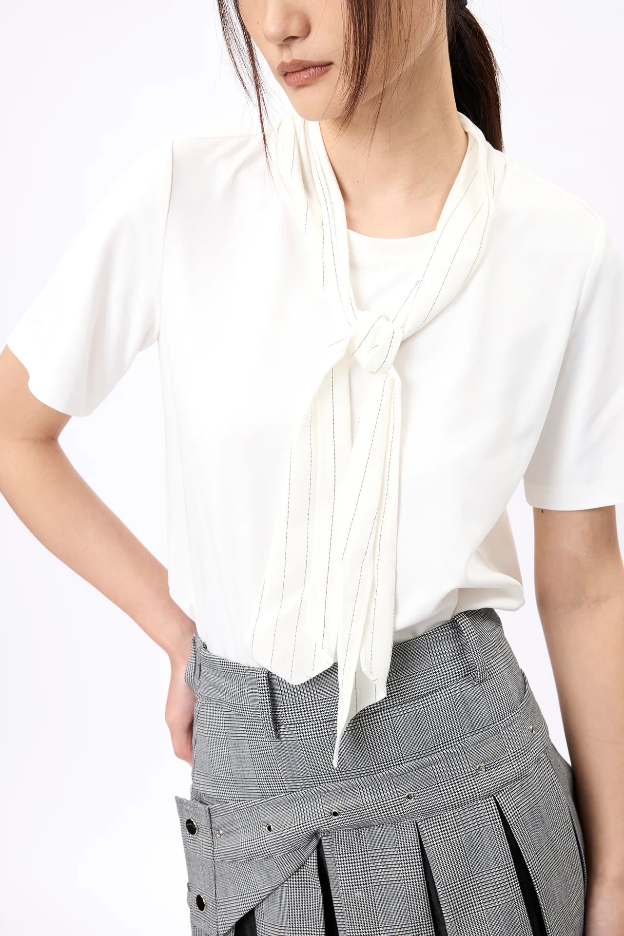 Scarf or Bow Tee (White)
