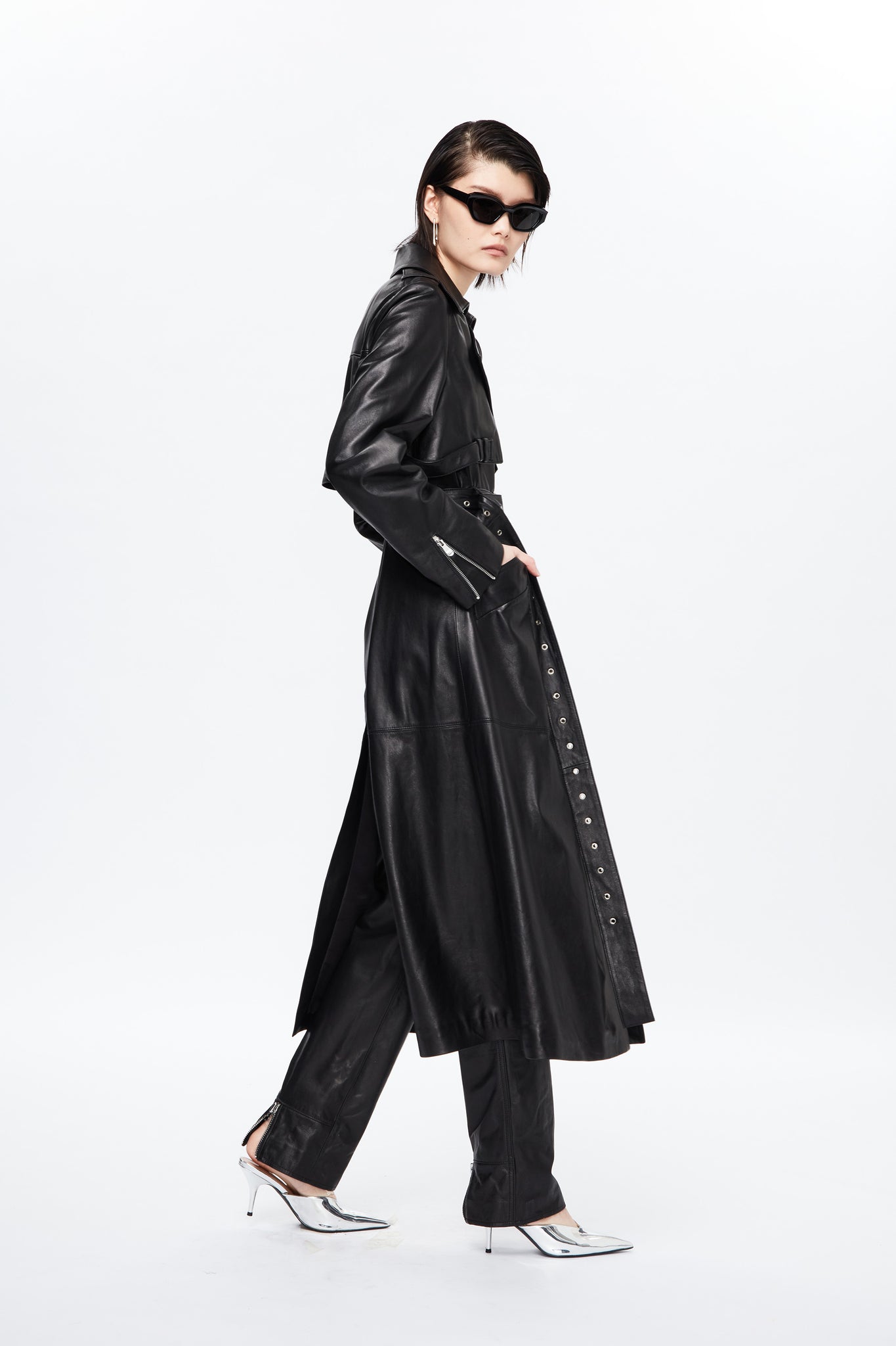 Embraced Leather Trench