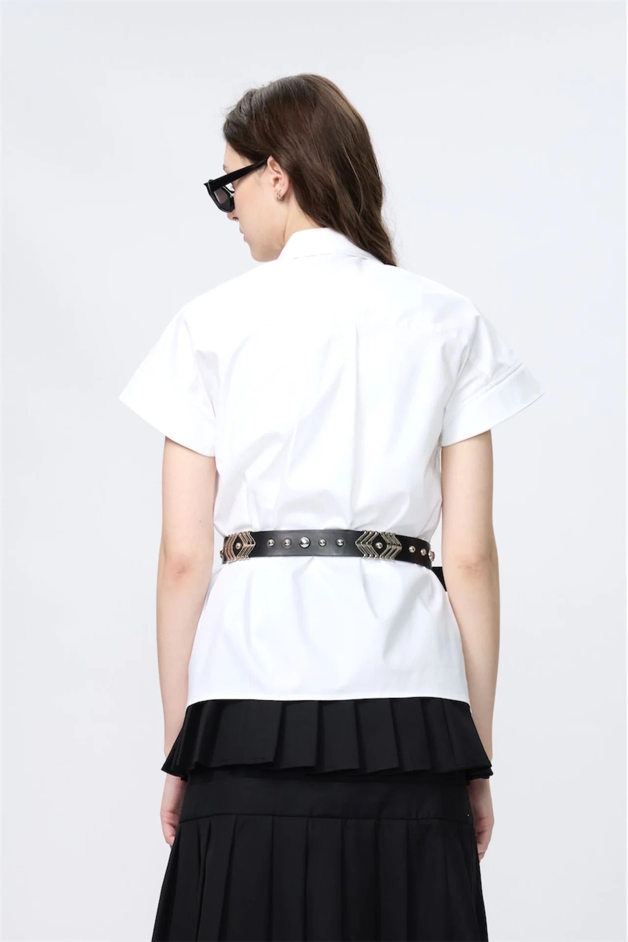 Stud V-Hemline Sleeveless Shirt