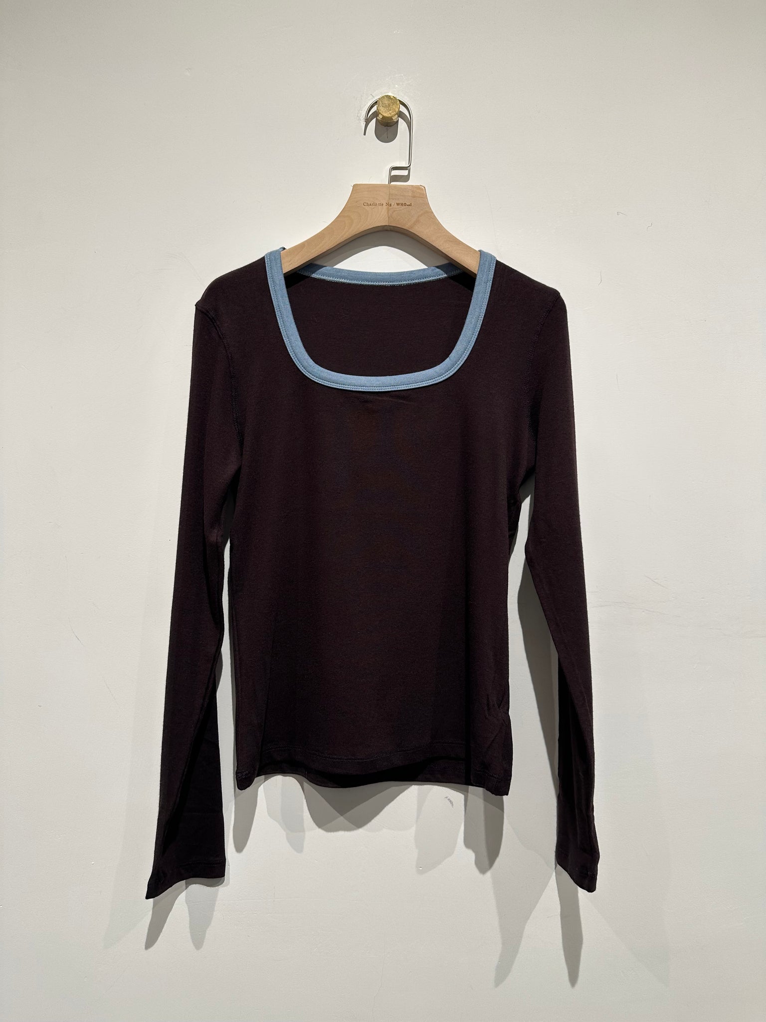 Two Tone Square Neck Tee  (加購$168)