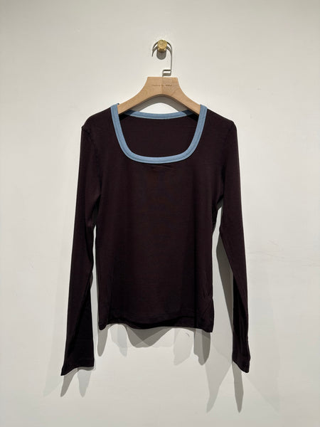 Two Tone Square Neck Tee  (加購$168)