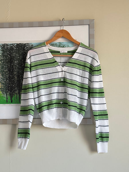 green stripe cardigan