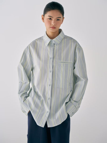 Zipper Pocket Stripe Shirt