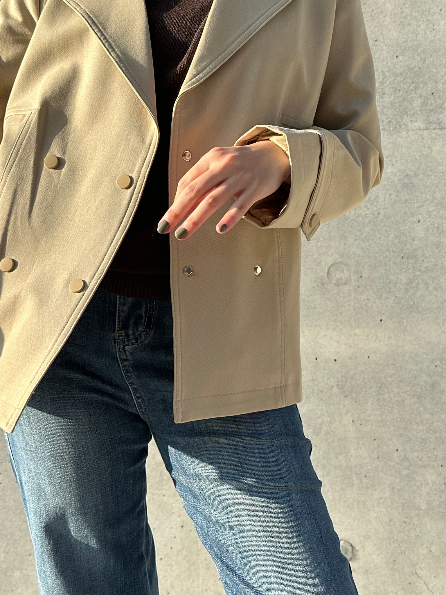 Double Breast Snap Boxy Light Trench (限時至抵價$398到今晚23:59, 之後超抵價$468)
