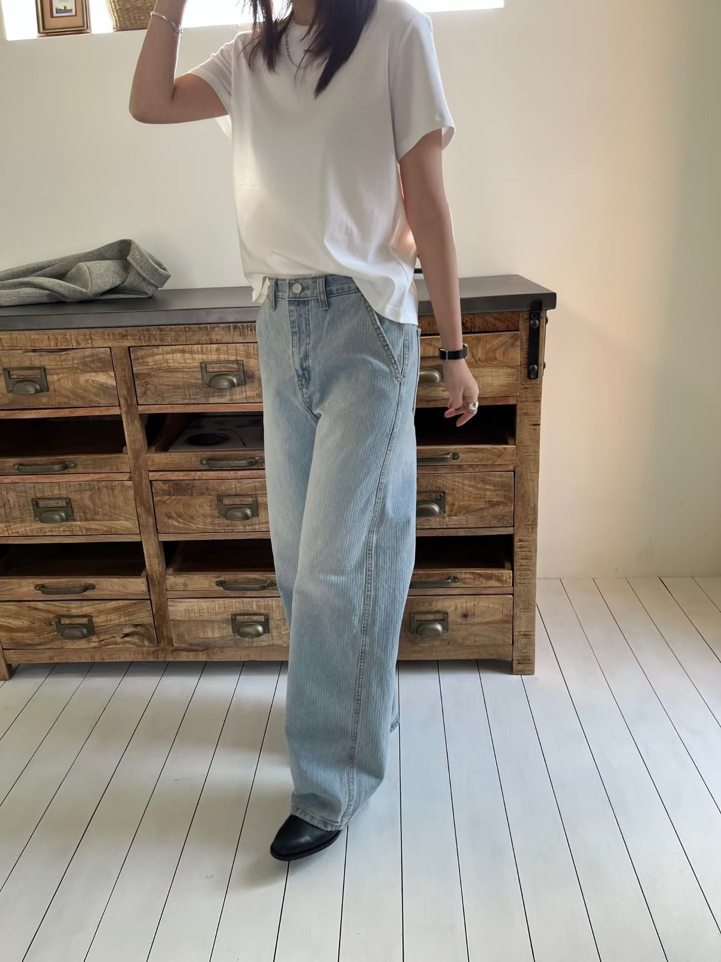 Embossed Stripe Jeans