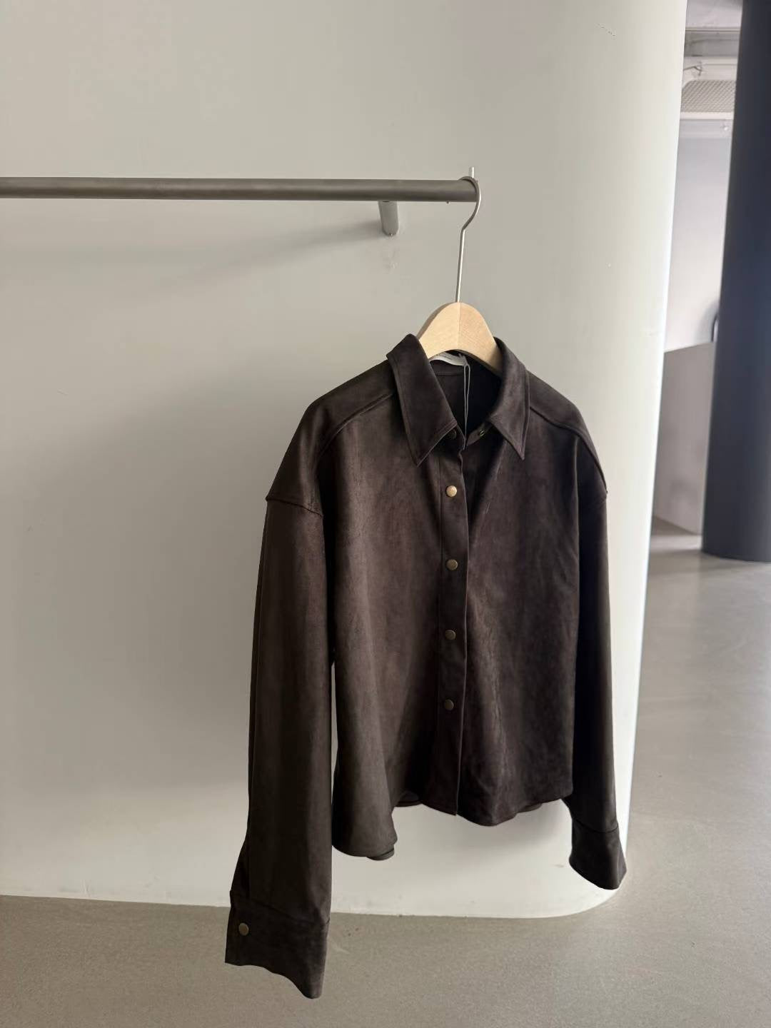Cropped Suede Shirt