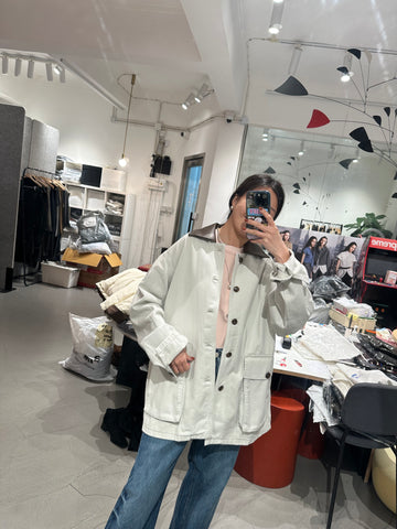 Faux Leather Collar Barn Denin Jacket