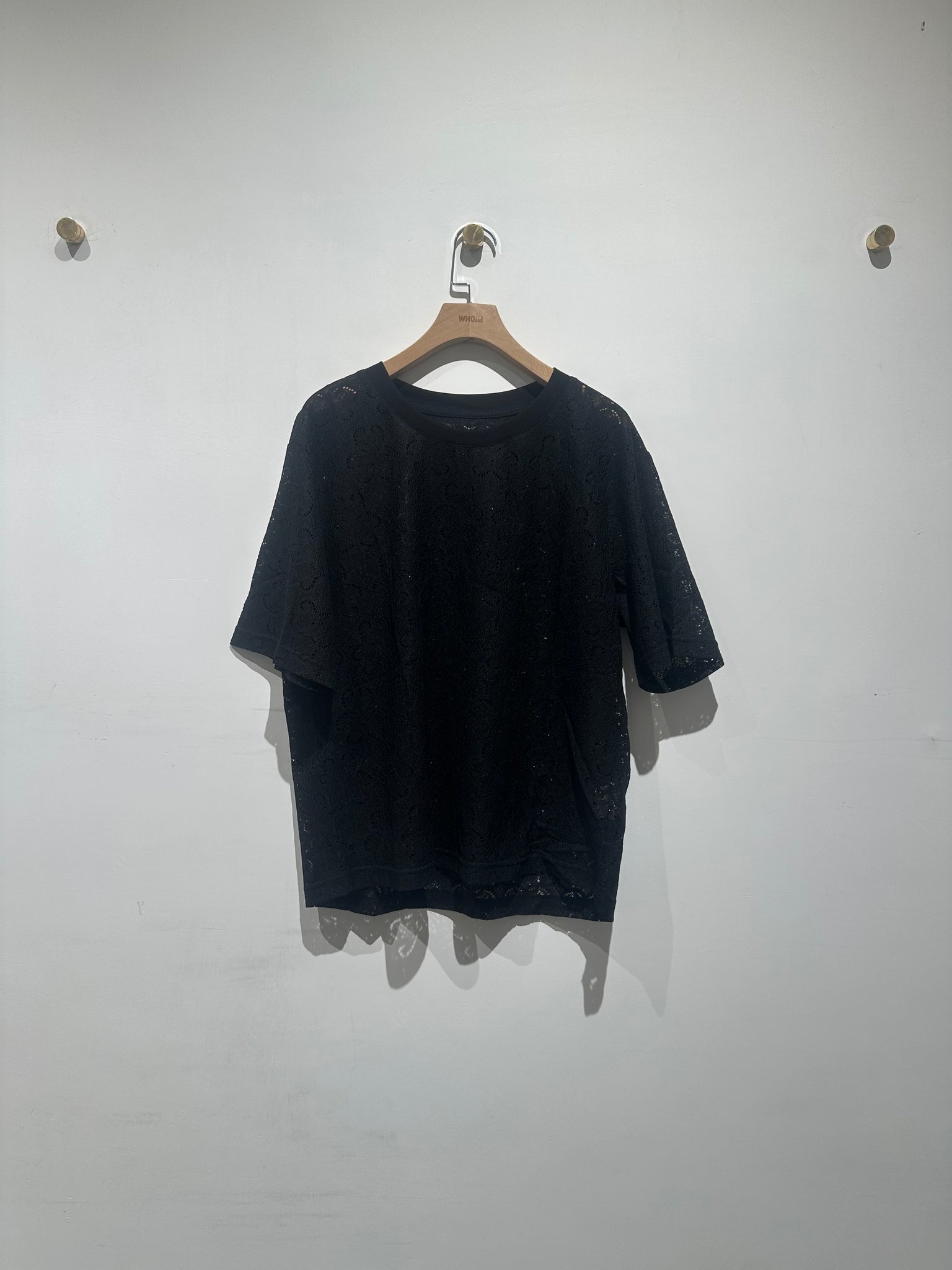 Crew Neck Lace Tee Black