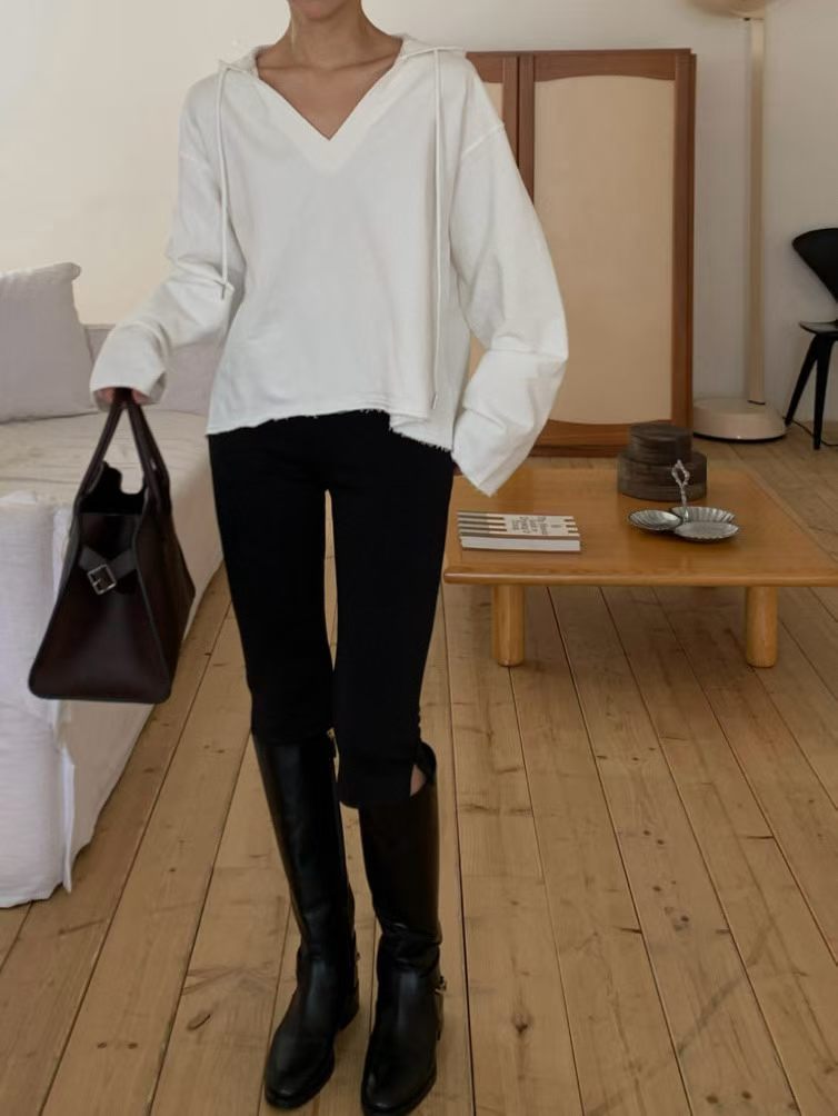 V Neck Boxy Hoodies
