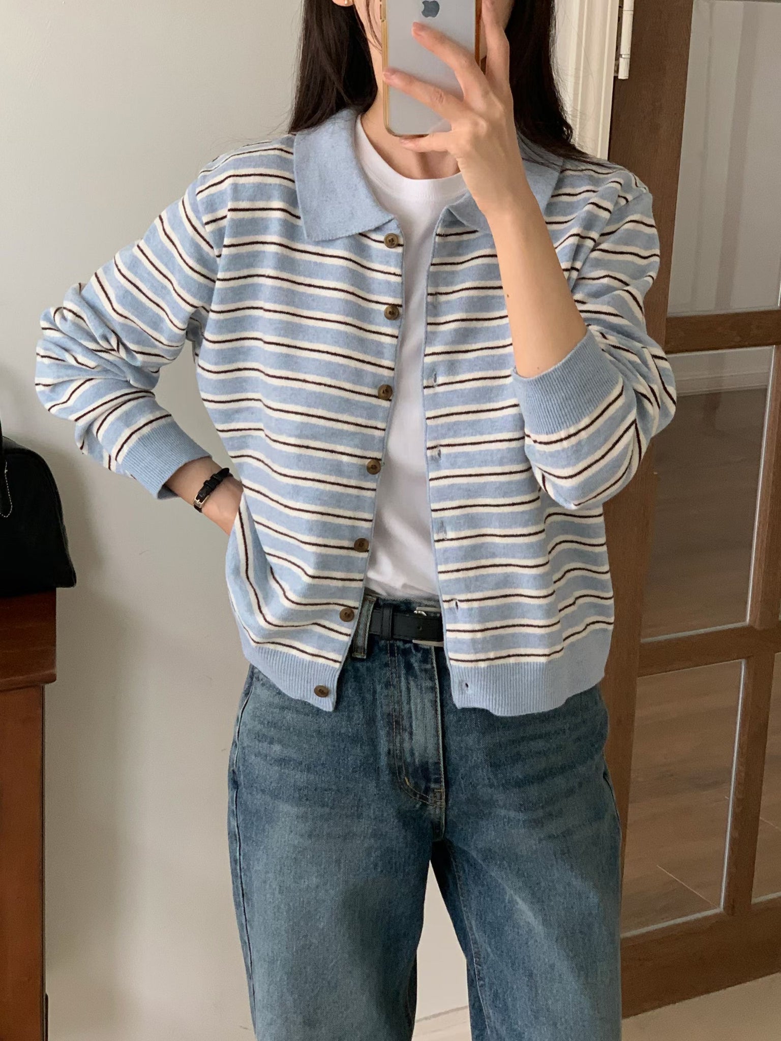 Polo Stripe Boxy Cardigan