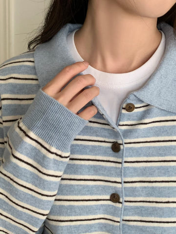 Polo Stripe Boxy Cardigan