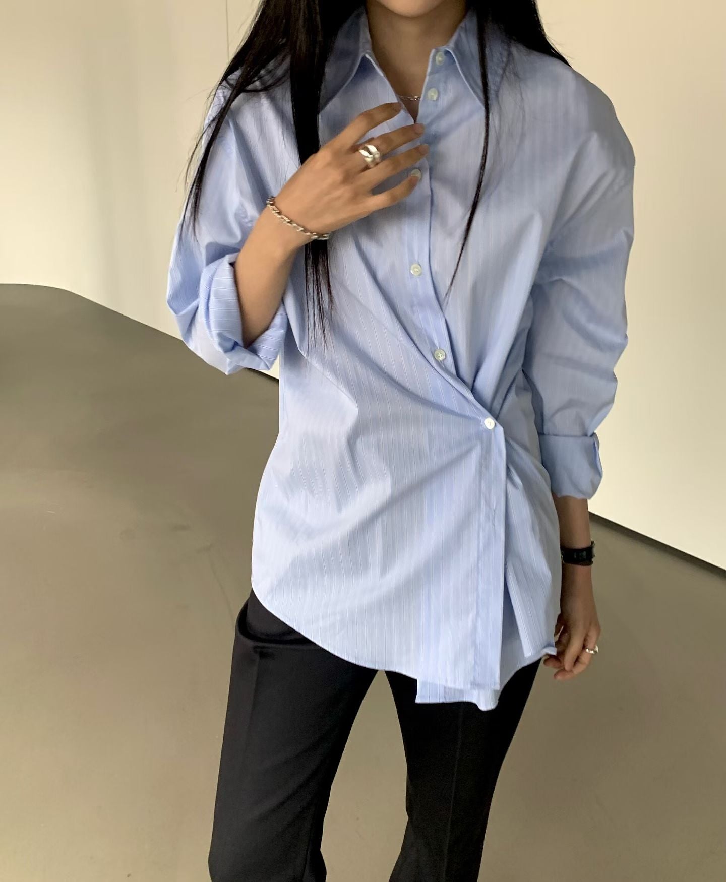 Side Button Twist Stripe Shirt (9-11Sep超抵價$468, 之後批發價$498)