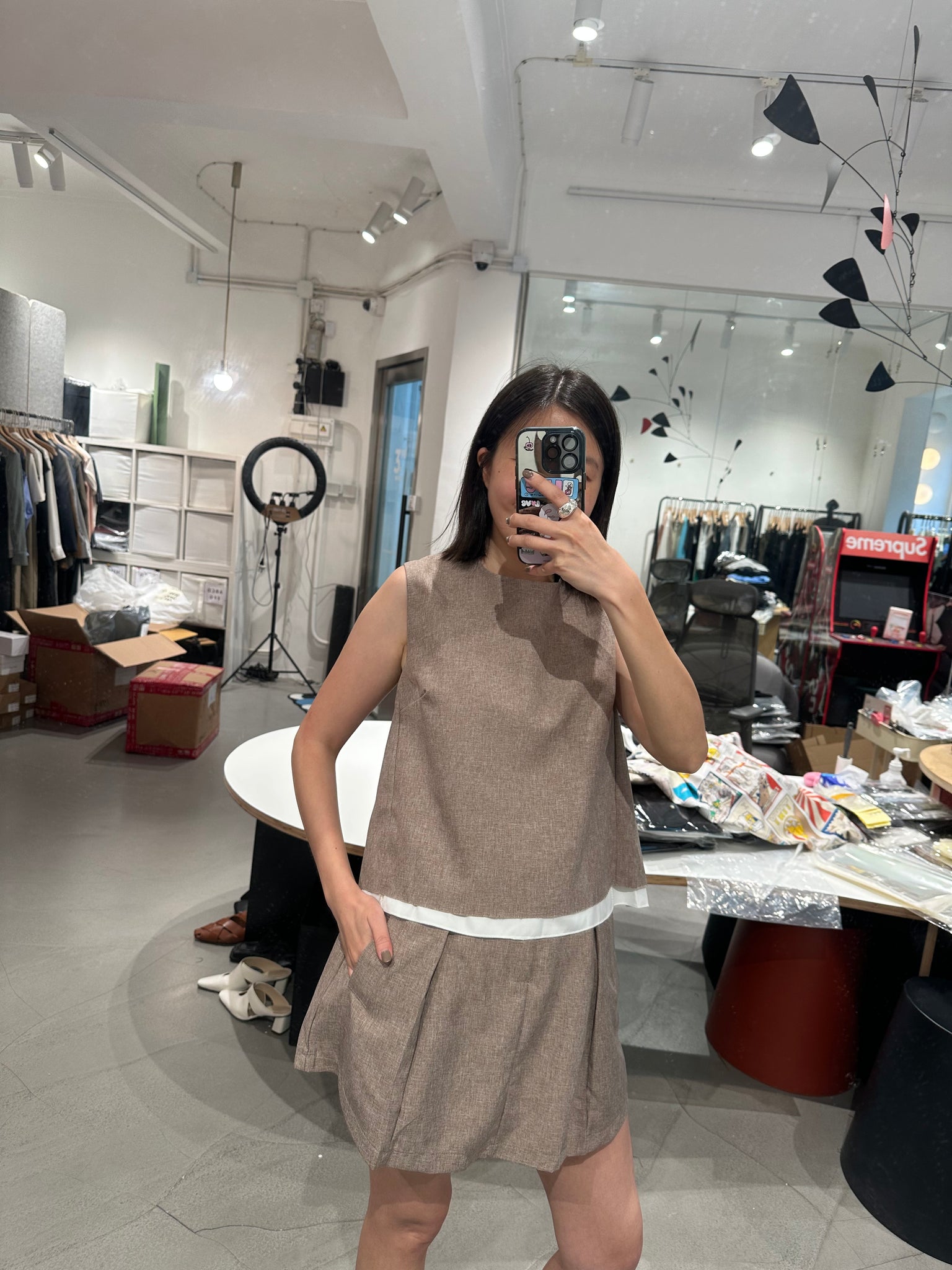 Two Layers Short Skirt Set