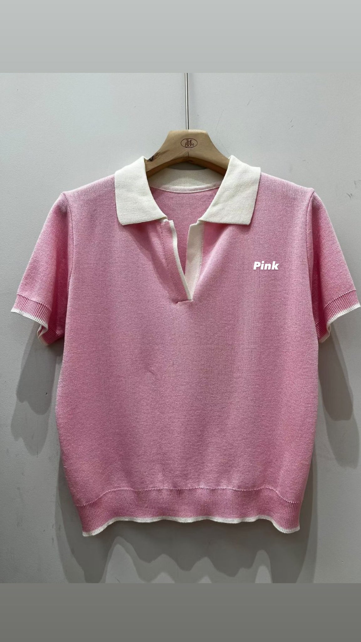 Two Tone Colour Polo Knit Top