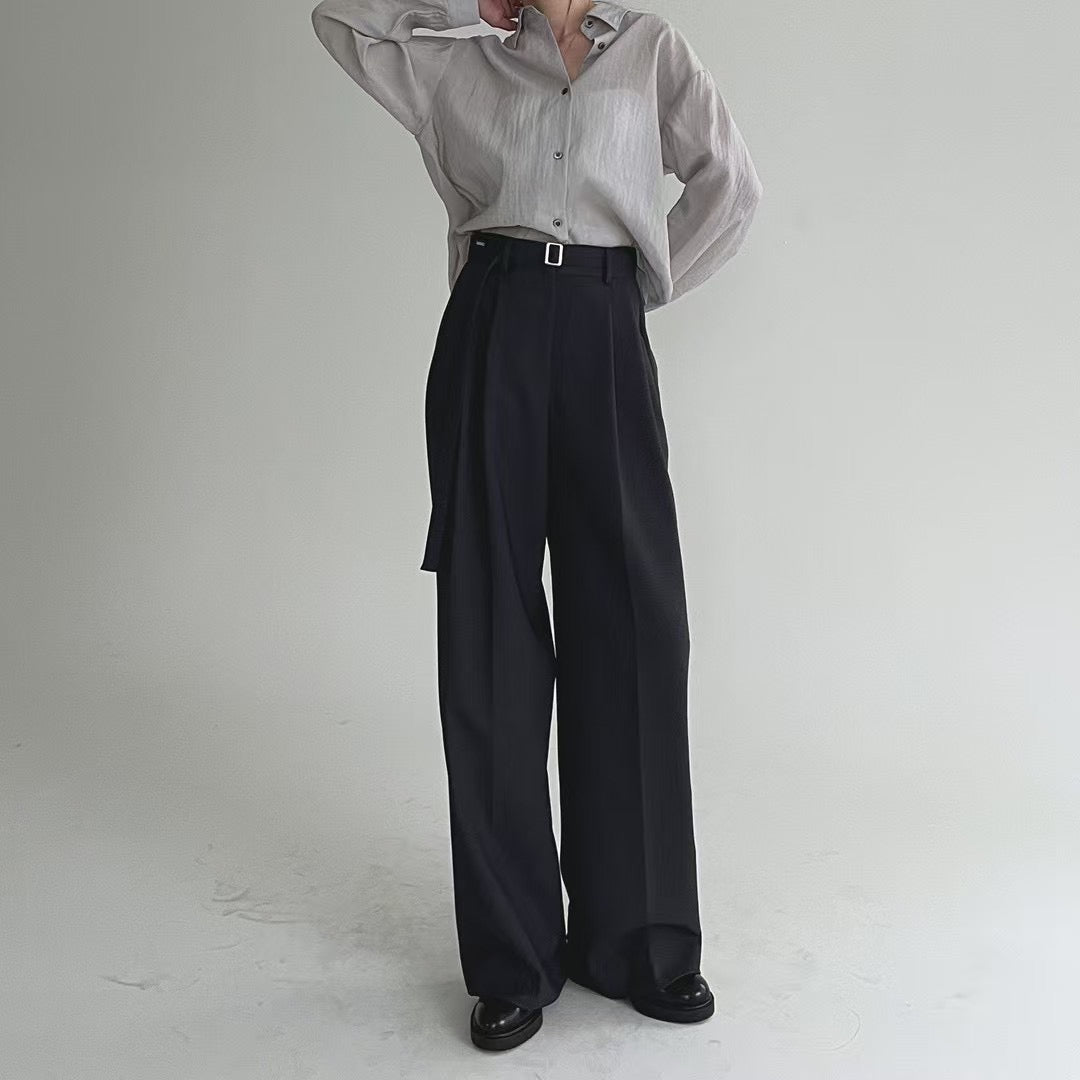 Premium Belt Wide Leg Pants