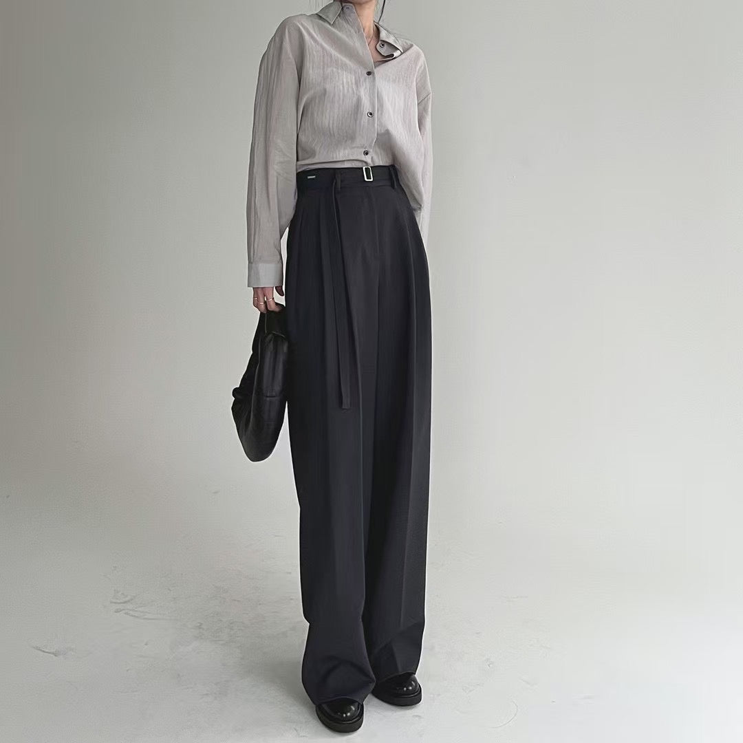 Premium Belt Wide Leg Pants