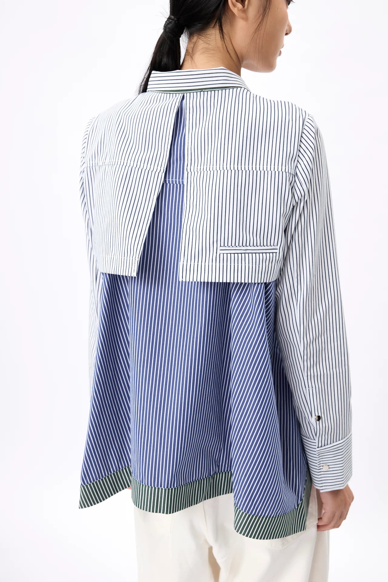 Self-Tie Peplum Combo Shirt