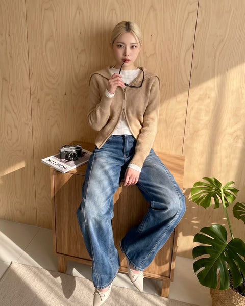 Nice Details Washing Barrel Jeans