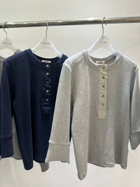 Waffle Button 3/4 Sleeve Tee