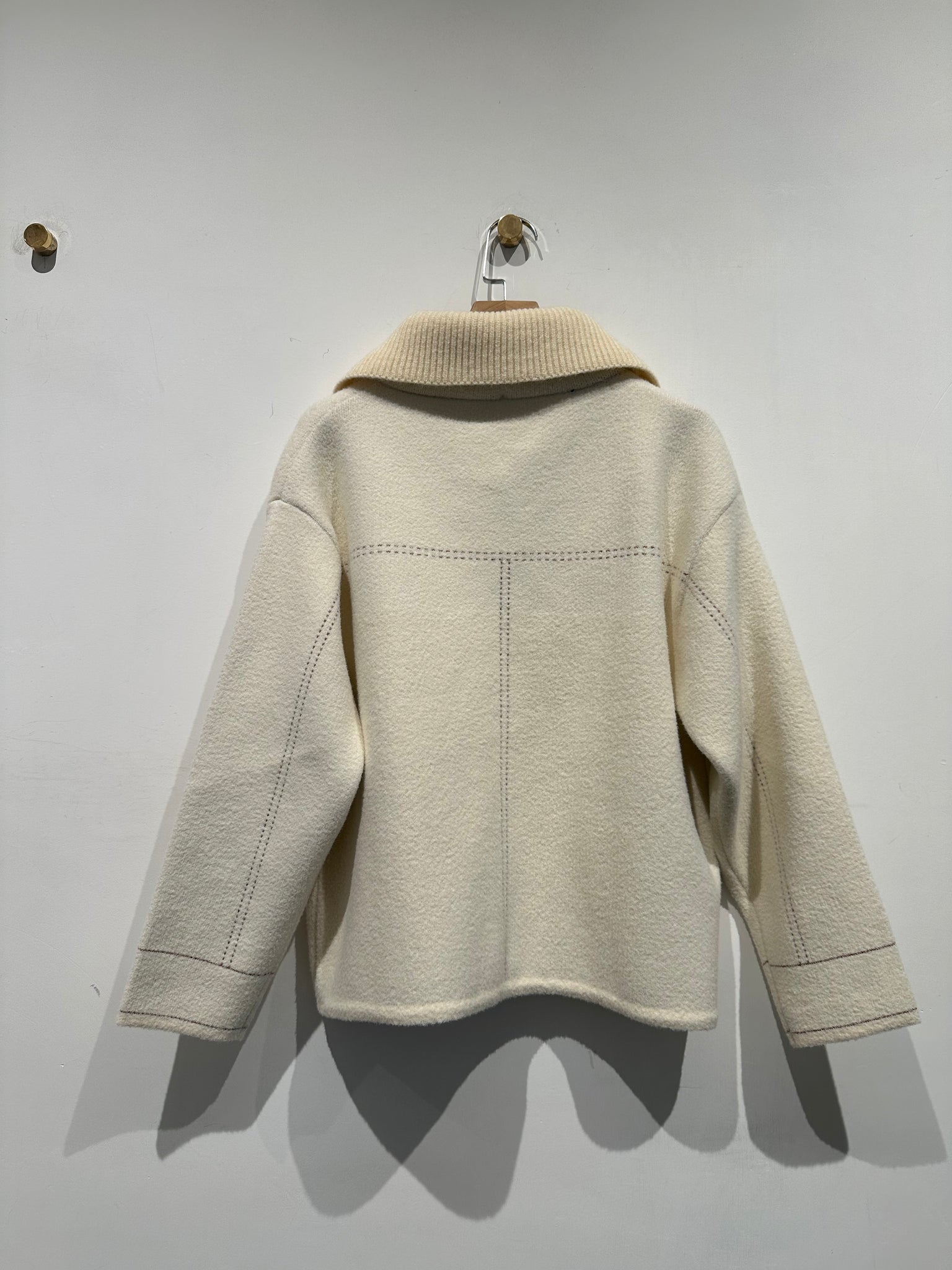 Removable Collar Stitched Cardigan