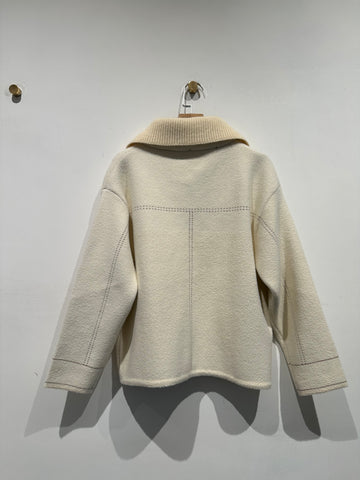 Removable Collar Stitched Cardigan