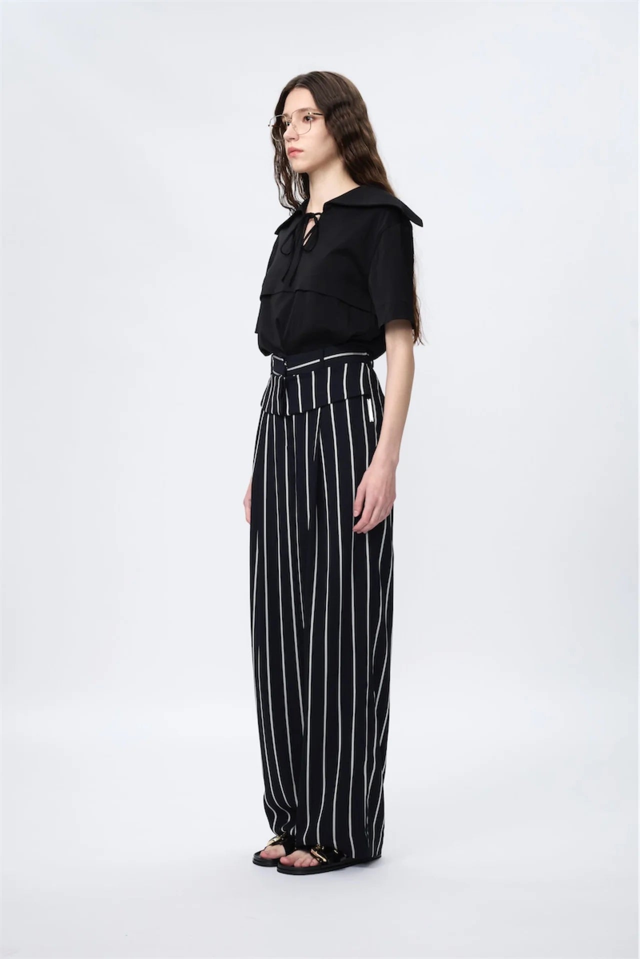 Large Collar V-Neck Blouse
