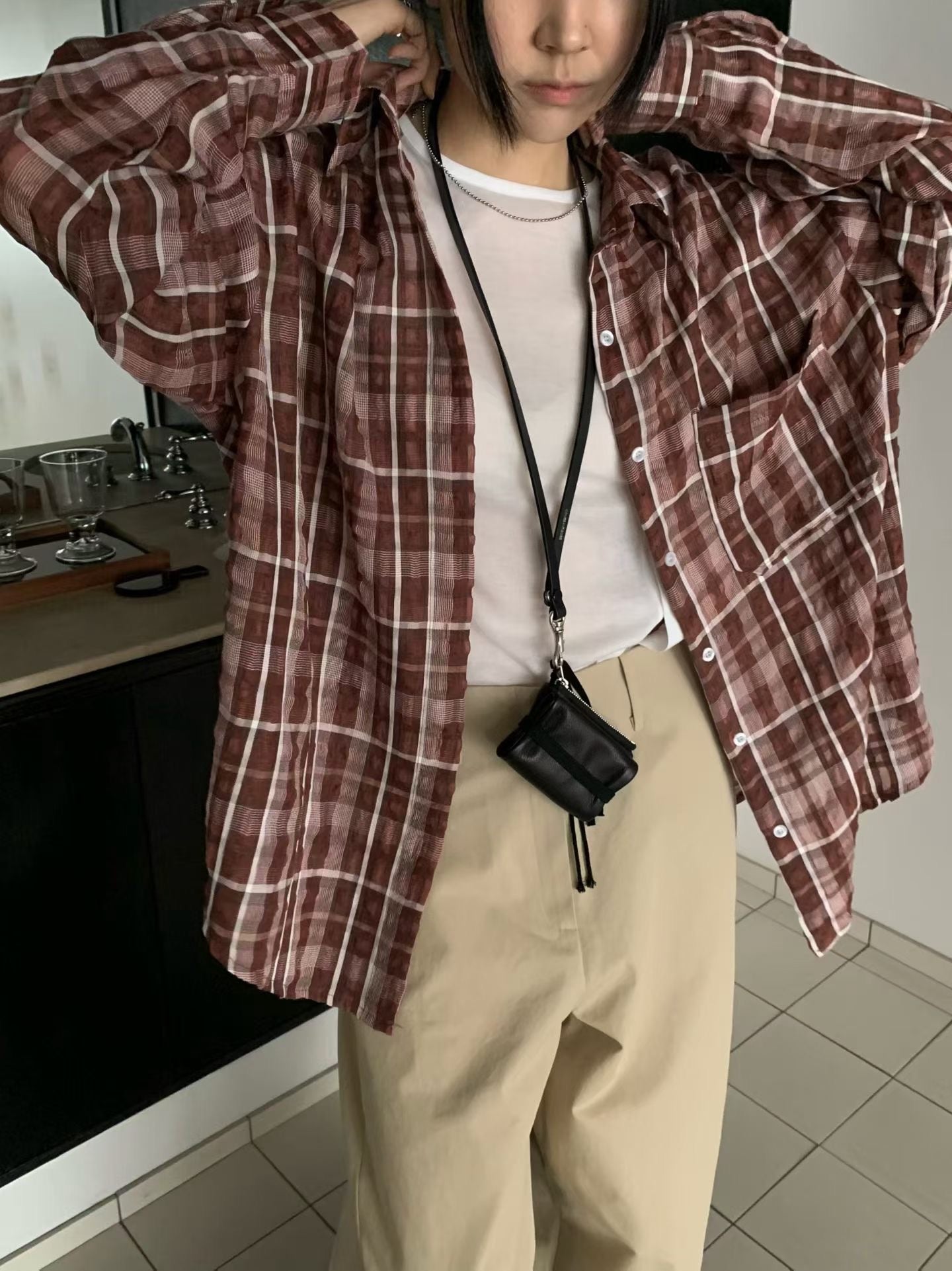 See Through Checker Shirt (29Apr-1May $448, 之後批發價$498）