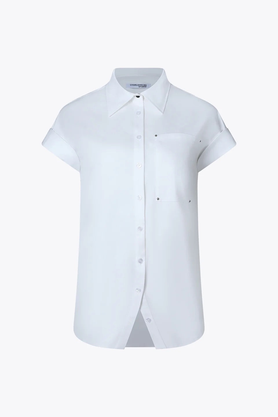 Stud V-Hemline Sleeveless Shirt