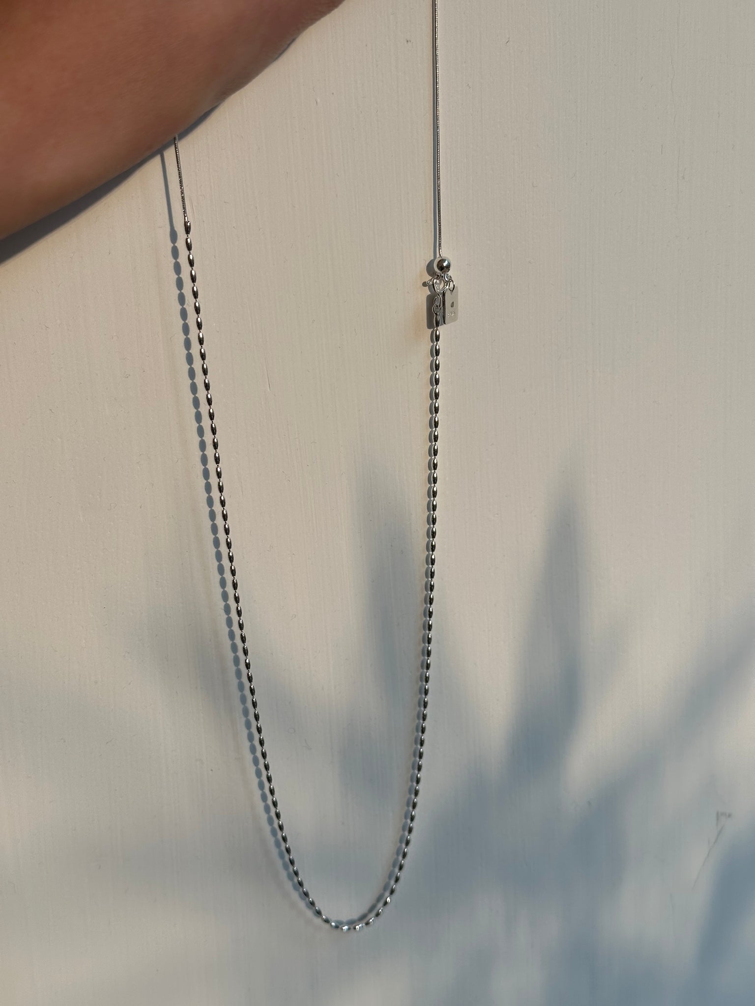 925 Silver Adjustable Oval Classy Necklace 22"