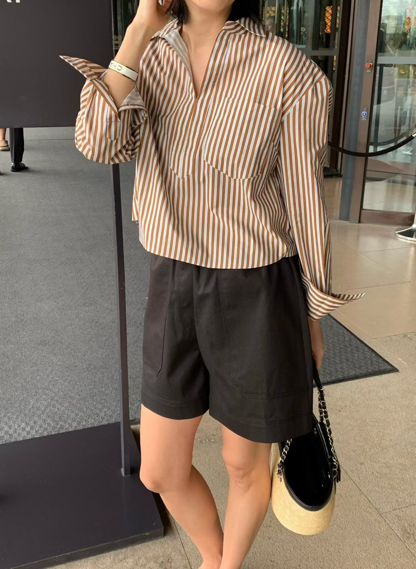Cropped Stripe Shirt