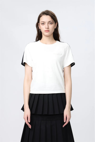 Stripe Layers Drawstring T-Shirt